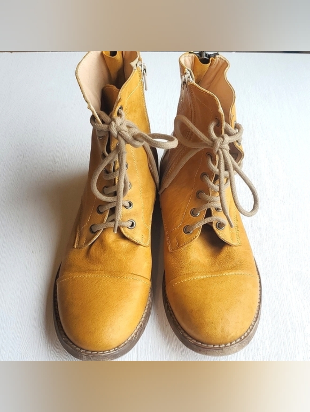 Free People Portland Campus Lace Up Booties Banana Tan - Picture 3 of 11